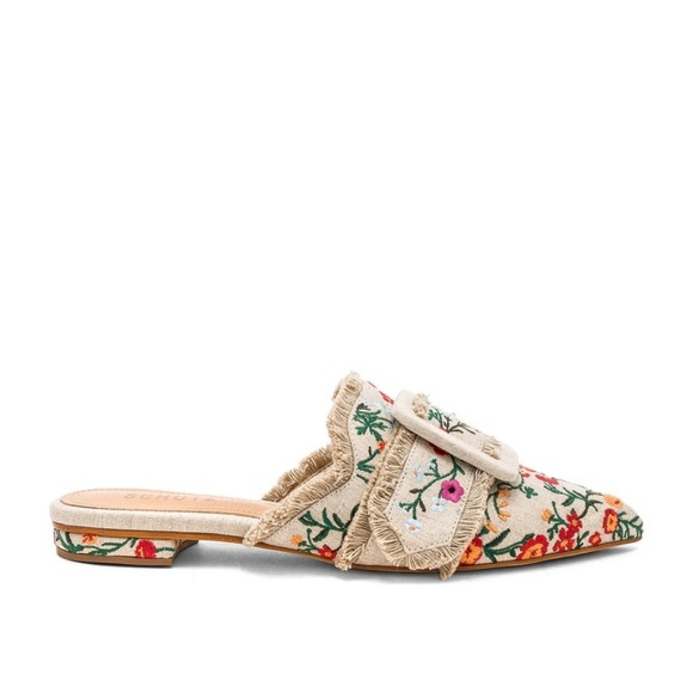Schutz Maiara Floral Linen Mules Slides 5.5 NWT - Picture 3 of 5